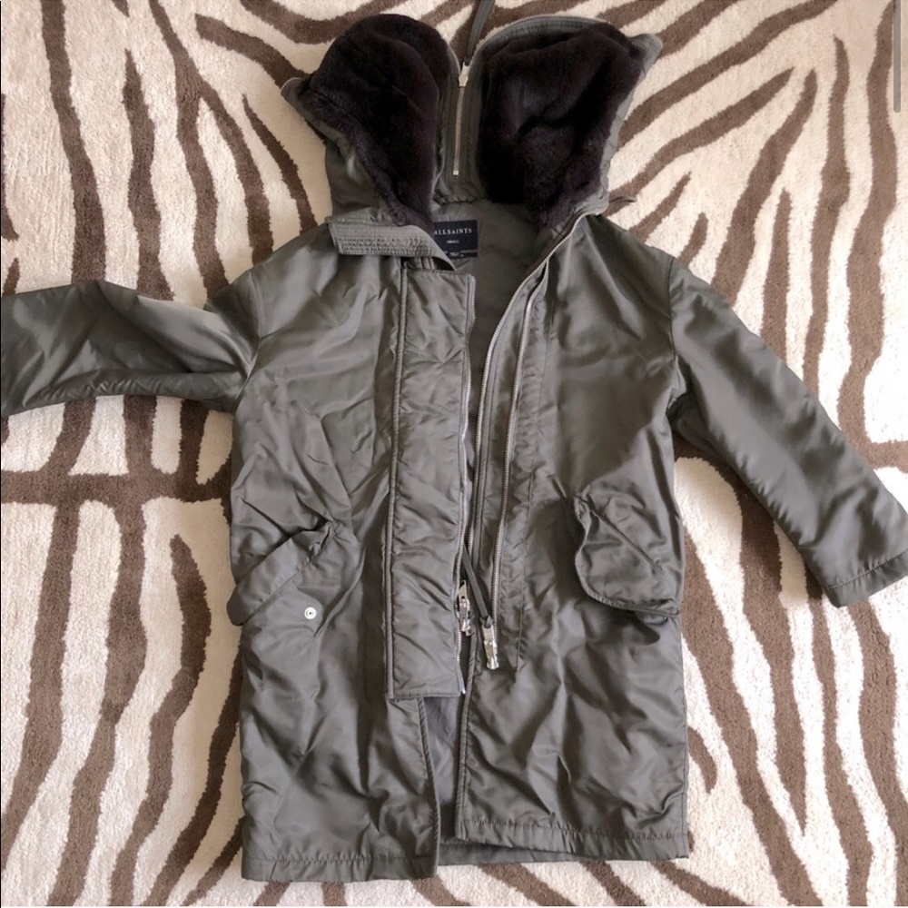 All Saints green parka size small
